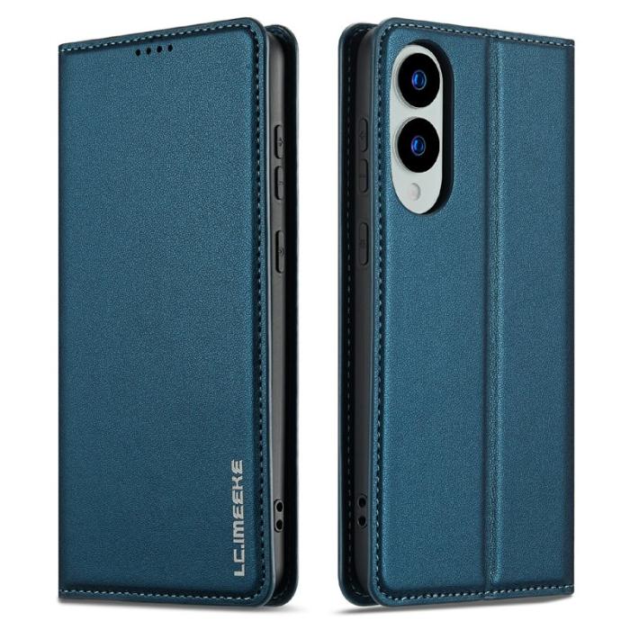 LC.imeeke - LC.IMEEKE L1 Series Samsung Galaxy S25 Edge Fodral PU Läder - Blå