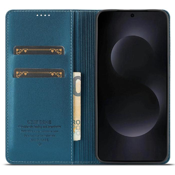 LC.imeeke - LC.IMEEKE L1 Series Samsung Galaxy S25 Edge Fodral PU Läder - Blå