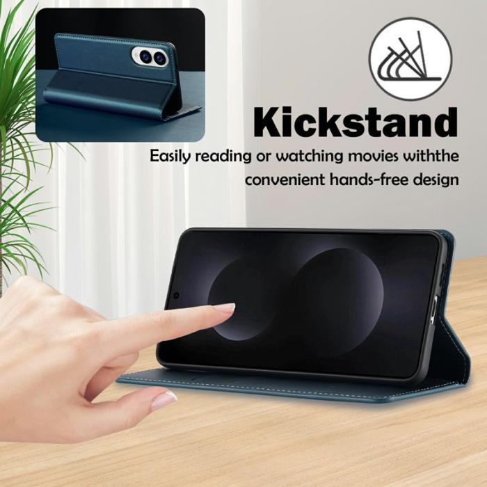 LC.imeeke - LC.IMEEKE L1 Series Samsung Galaxy S25 Edge Fodral PU Läder - Blå