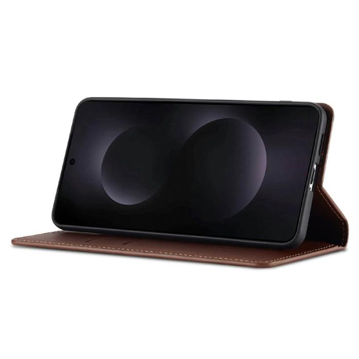 LC.imeeke - LC.IMEEKE L1 Series Samsung Galaxy S25 Edge Fodral PU Läder - Brun