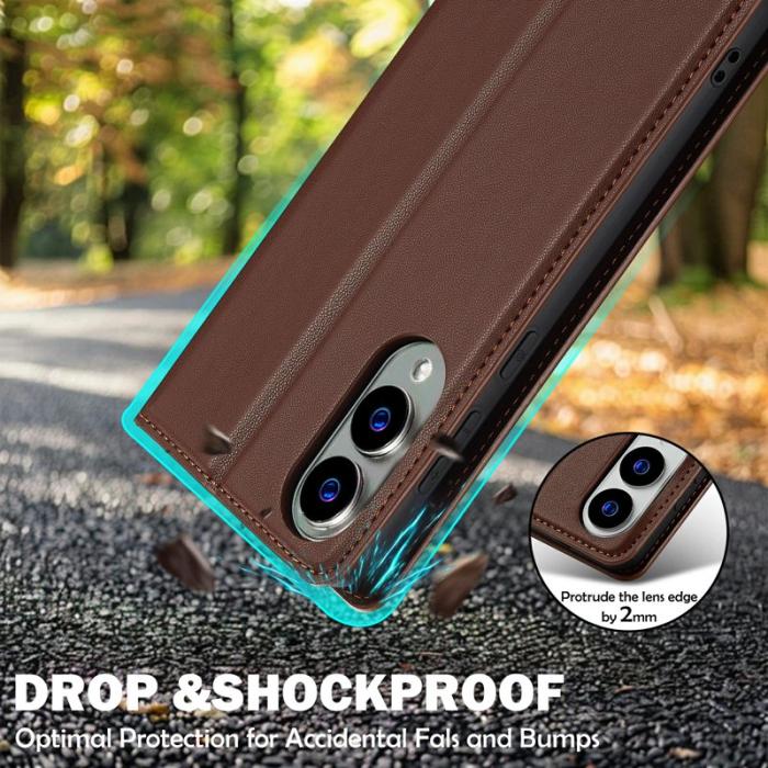 LC.imeeke - LC.IMEEKE L1 Series Samsung Galaxy S25 Edge Fodral PU Läder - Brun