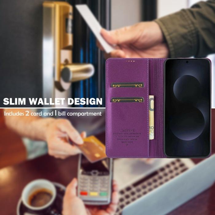 LC.imeeke - LC.IMEEKE L1 Series Samsung Galaxy S25 Edge Fodral PU Läder - Lila