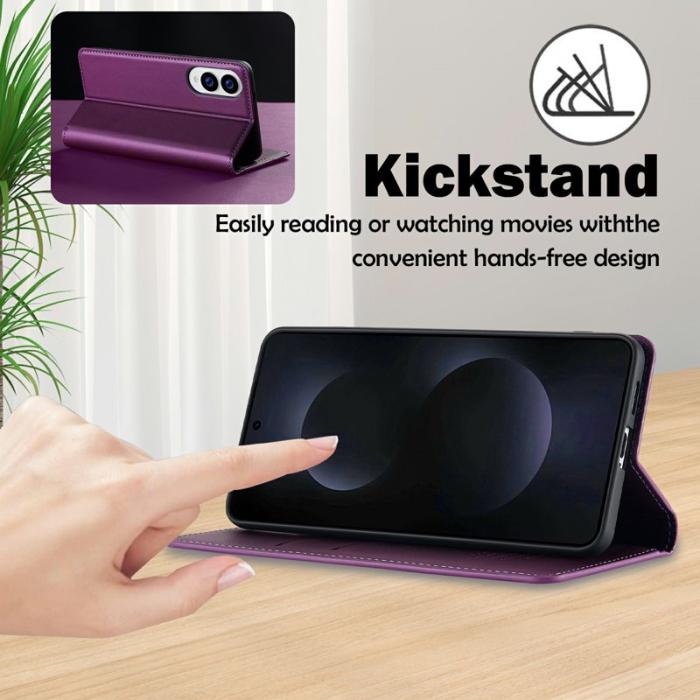 LC.imeeke - LC.IMEEKE L1 Series Samsung Galaxy S25 Edge Fodral PU Läder - Lila