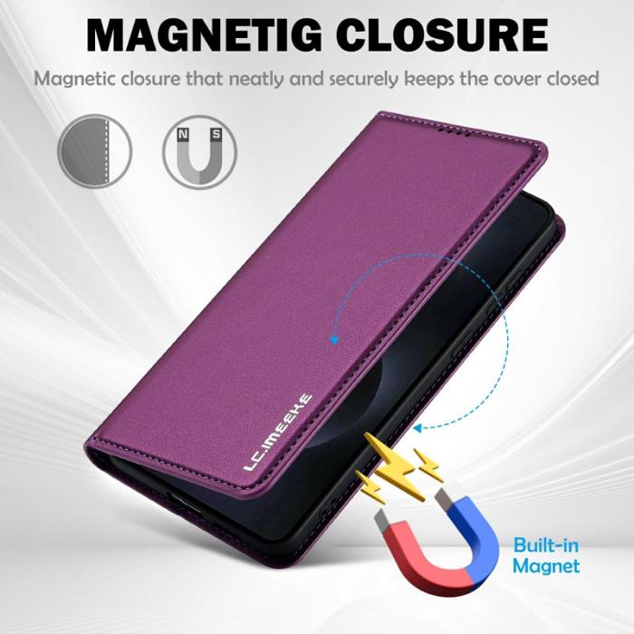LC.imeeke - LC.IMEEKE L1 Series Samsung Galaxy S25 Edge Fodral PU Läder - Lila
