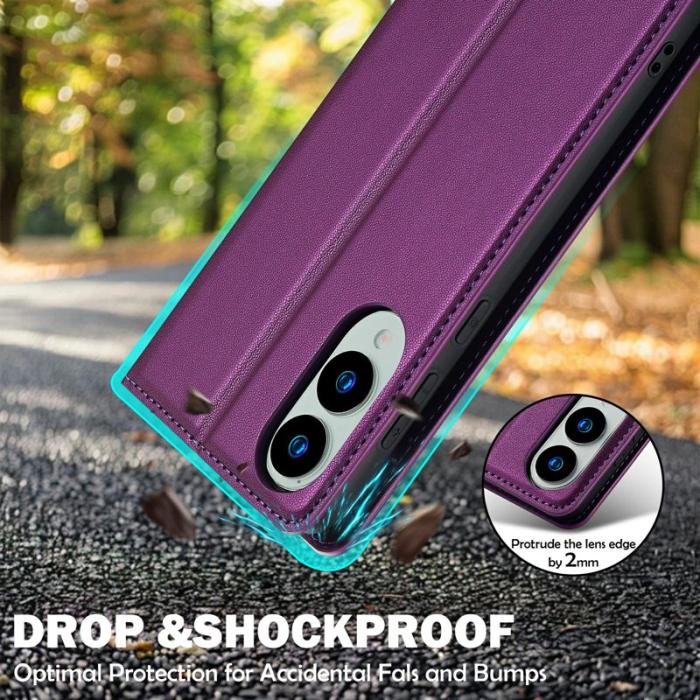 LC.imeeke - LC.IMEEKE L1 Series Samsung Galaxy S25 Edge Fodral PU Läder - Lila