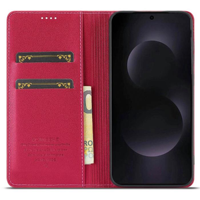 LC.imeeke - LC.IMEEKE L1 Series Samsung Galaxy S25 Edge Fodral PU Läder - Röd