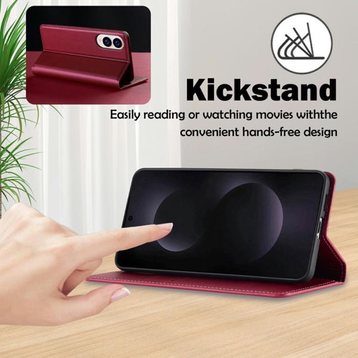 LC.imeeke - LC.IMEEKE L1 Series Samsung Galaxy S25 Edge Fodral PU Läder - Röd