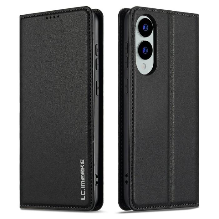 LC.imeeke - LC.IMEEKE L1 Series Samsung Galaxy S25 Edge Fodral PU Läder - Svart