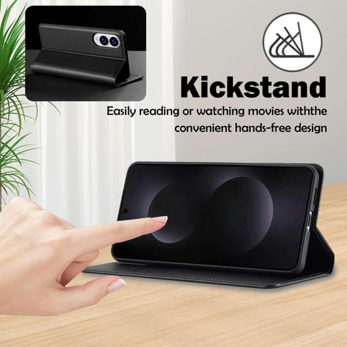 LC.imeeke - LC.IMEEKE L1 Series Samsung Galaxy S25 Edge Fodral PU Läder - Svart