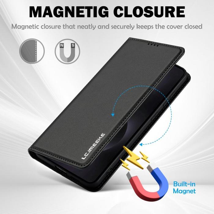 LC.imeeke - LC.IMEEKE L1 Series Samsung Galaxy S25 Edge Fodral PU Läder - Svart
