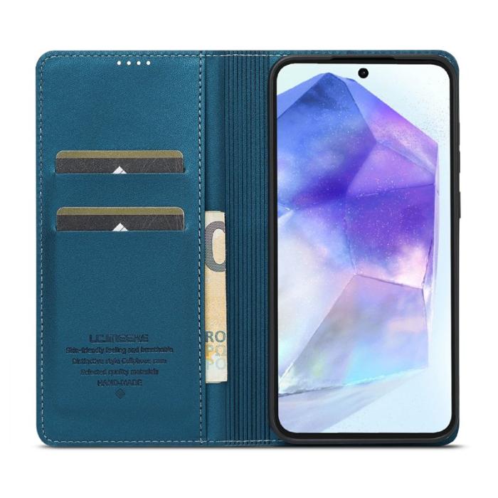 LC.imeeke - LC.IMEEKE L1 Series Samsung Galaxy S25 FE Fodral PU Läder - Blå