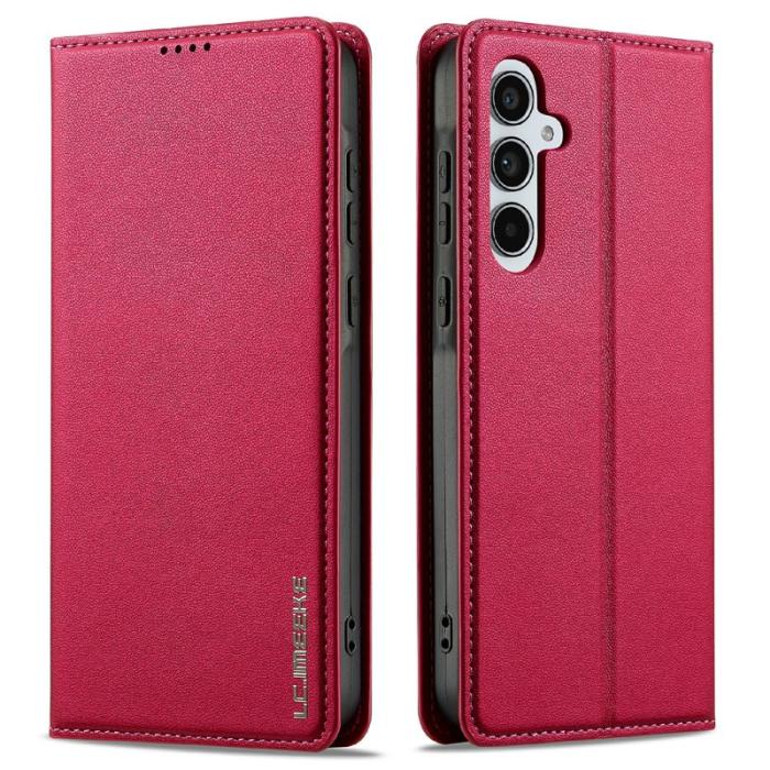 LC.imeeke - LC.IMEEKE L1 Series Samsung Galaxy S25 FE Fodral PU Läder - Röd