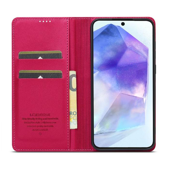 LC.imeeke - LC.IMEEKE L1 Series Samsung Galaxy S25 FE Fodral PU Läder - Röd