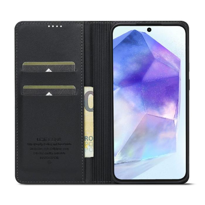 LC.imeeke - LC.IMEEKE L1 Series Samsung Galaxy S25 FE Fodral PU Läder - Svart