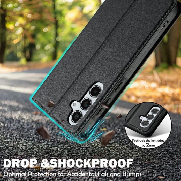 LC.imeeke - LC.IMEEKE L1 Series Samsung Galaxy S25 FE Fodral PU Läder - Svart