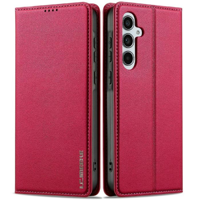 LC.imeeke - LC.IMEEKE L1 Series Samsung Galaxy S25+ Fodral PU Läder - Röd