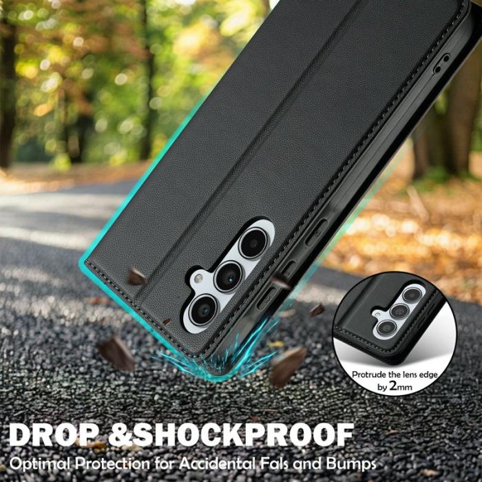 LC.imeeke - LC.IMEEKE L1 Series Samsung Galaxy S25+ Fodral PU Läder - Svart