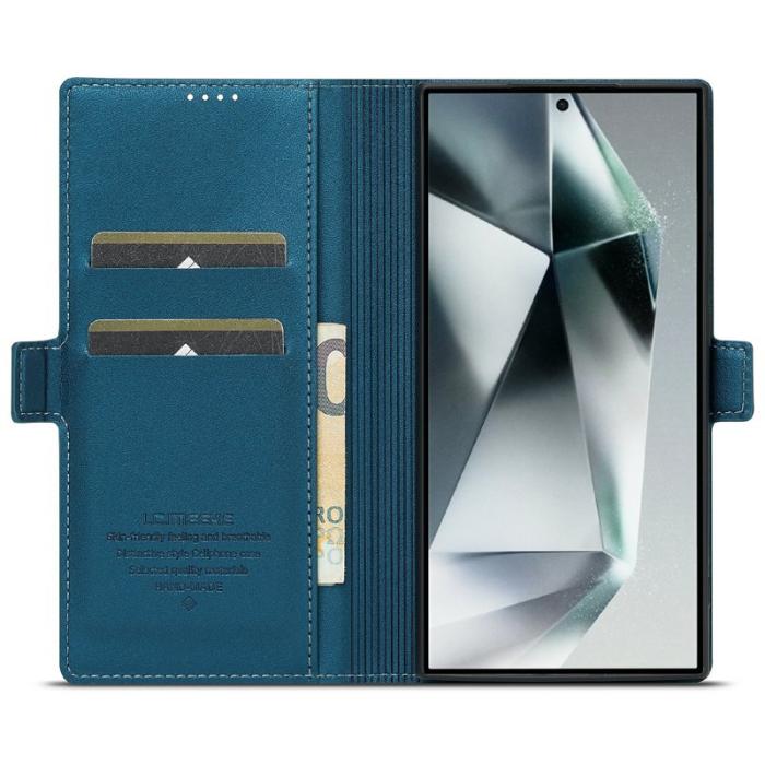 LC.imeeke - LC.IMEEKE L1 Series Samsung Galaxy S25 Ultra Fodral PU Läder - Blå