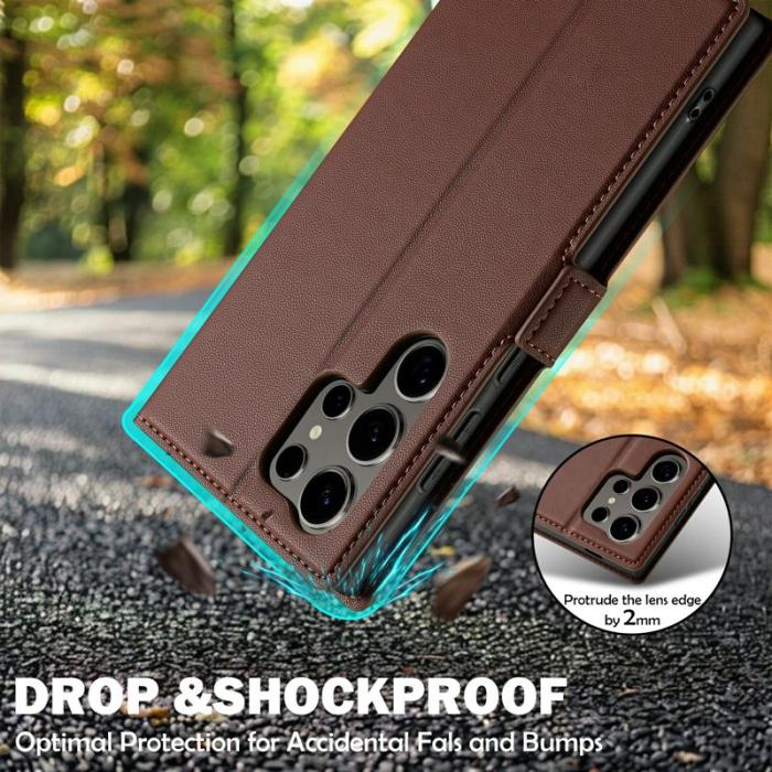 LC.imeeke - LC.IMEEKE L1 Series Samsung Galaxy S25 Ultra Fodral PU Läder - Brun