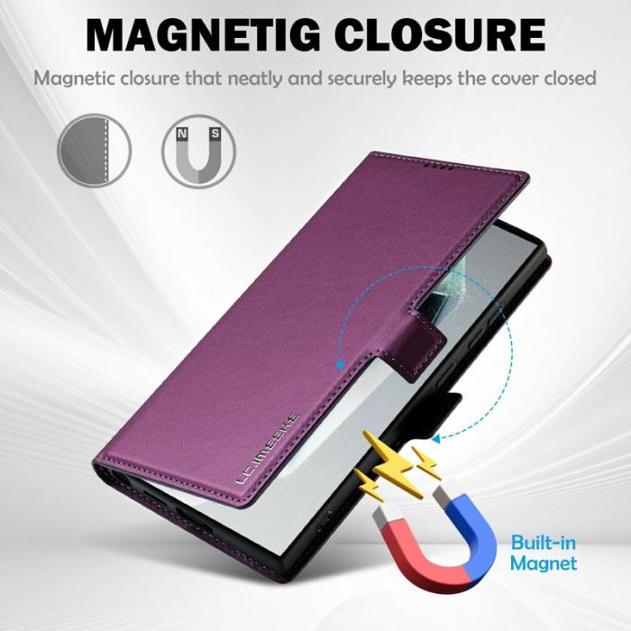 LC.imeeke - LC.IMEEKE L1 Series Samsung Galaxy S25 Ultra Fodral PU Läder - Lila