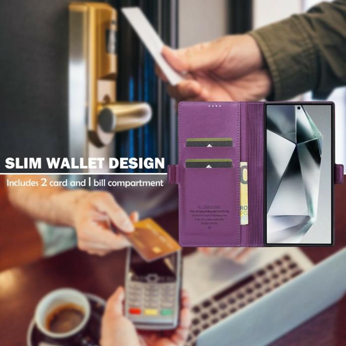LC.imeeke - LC.IMEEKE L1 Series Samsung Galaxy S25 Ultra Fodral PU Läder - Lila