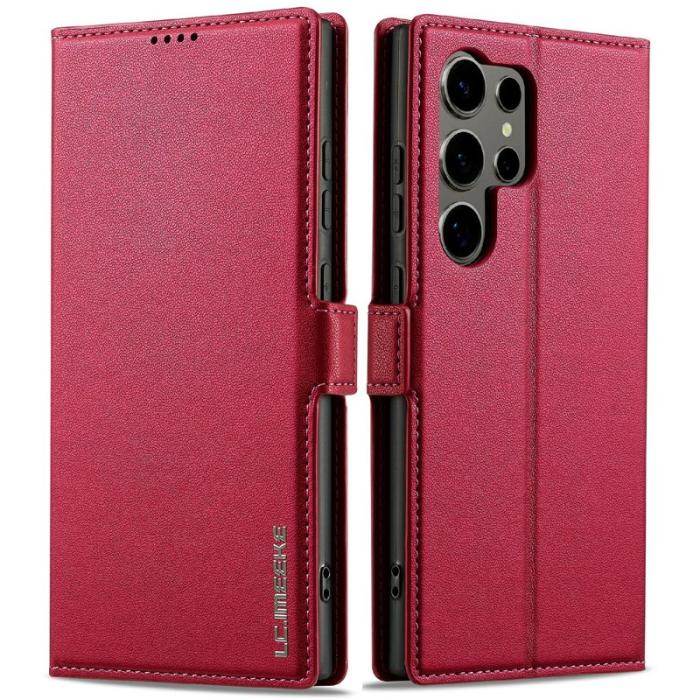 LC.imeeke - LC.IMEEKE L1 Series Samsung Galaxy S25 Ultra Fodral PU Läder - Röd