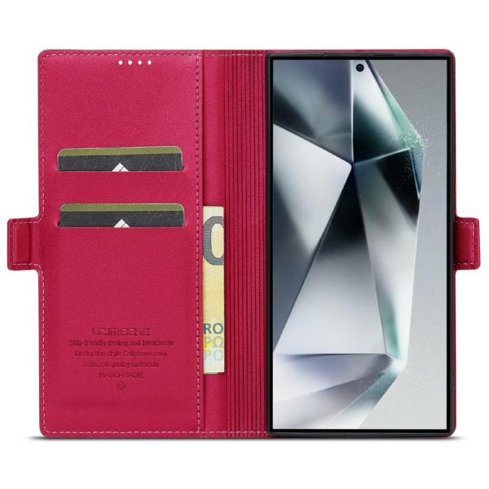 LC.imeeke - LC.IMEEKE L1 Series Samsung Galaxy S25 Ultra Fodral PU Läder - Röd