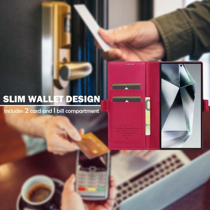 LC.imeeke - LC.IMEEKE L1 Series Samsung Galaxy S25 Ultra Fodral PU Läder - Röd