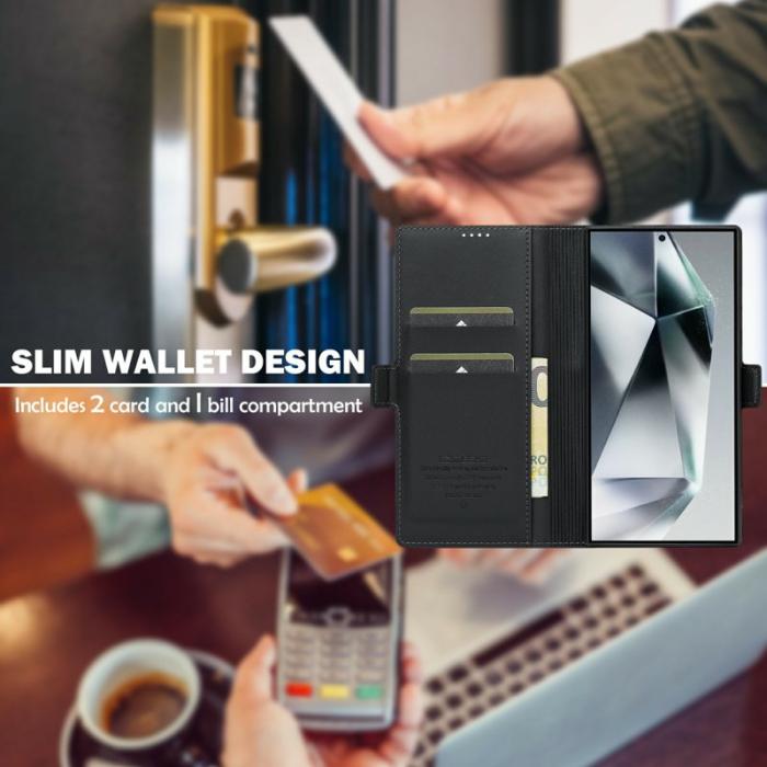 LC.imeeke - LC.IMEEKE L1 Series Samsung Galaxy S25 Ultra Fodral PU Läder - Svart