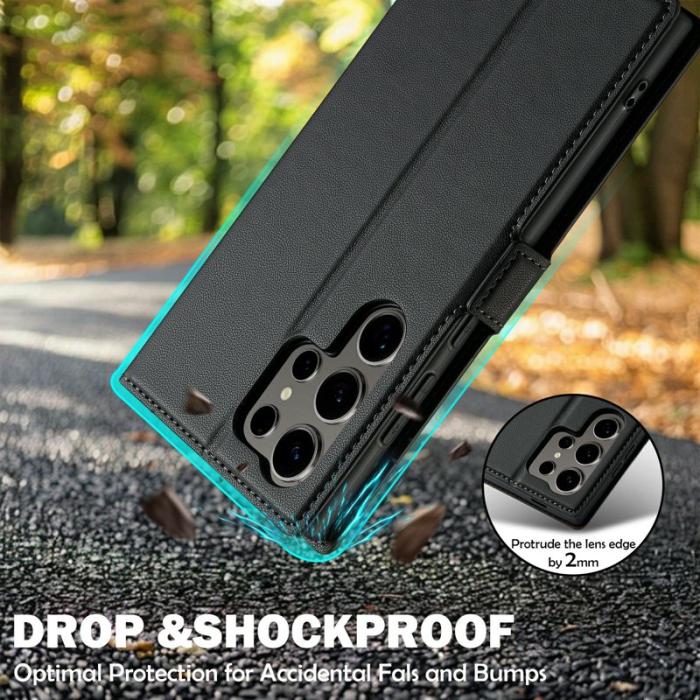 LC.imeeke - LC.IMEEKE L1 Series Samsung Galaxy S25 Ultra Fodral PU Läder - Svart