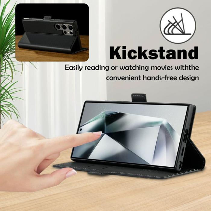 LC.imeeke - LC.IMEEKE L1 Series Samsung Galaxy S25 Ultra Fodral PU Läder - Svart