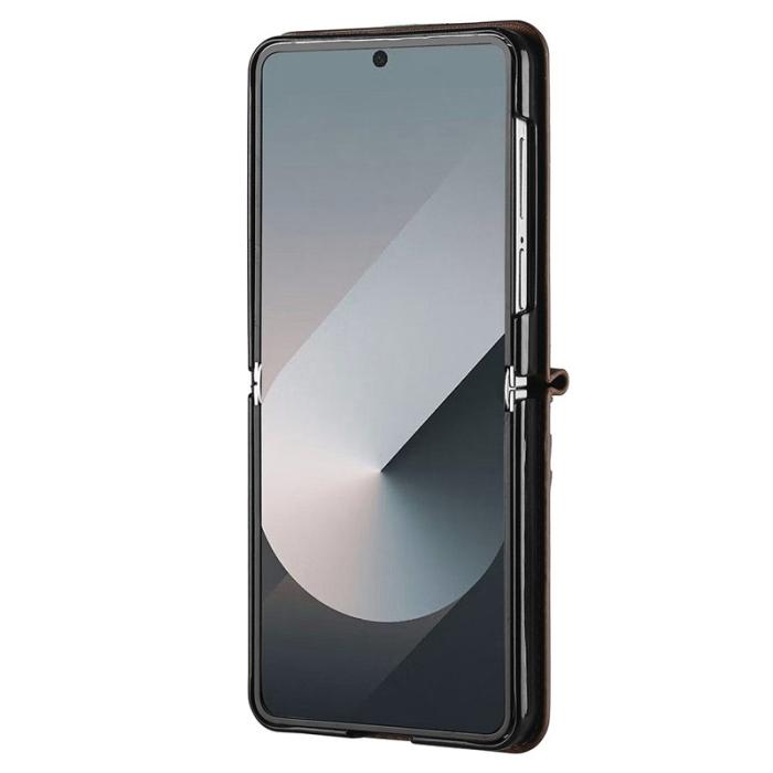 LC.imeeke - LC.IMEEKE L1 Series Samsung Galaxy Z Flip7 Fodral Äkta läder - Brun