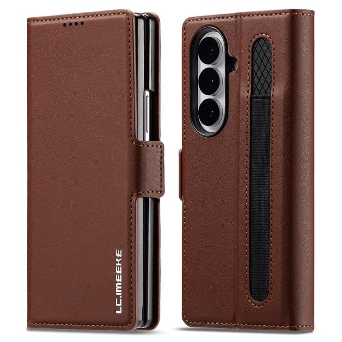 LC.imeeke - LC.IMEEKE L1 Series Samsung Galaxy Z Fold7 Fodral PU Läder - Brun