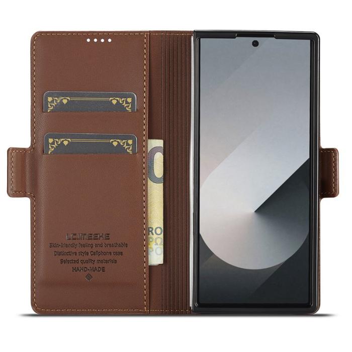 LC.imeeke - LC.IMEEKE L1 Series Samsung Galaxy Z Fold7 Fodral PU Läder - Brun