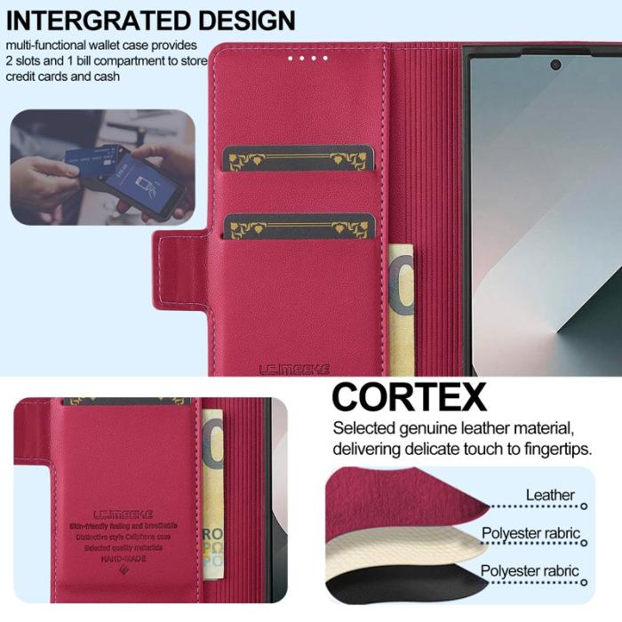 LC.imeeke - LC.IMEEKE L1 Series Samsung Galaxy Z Fold7 Fodral PU Läder - Röd