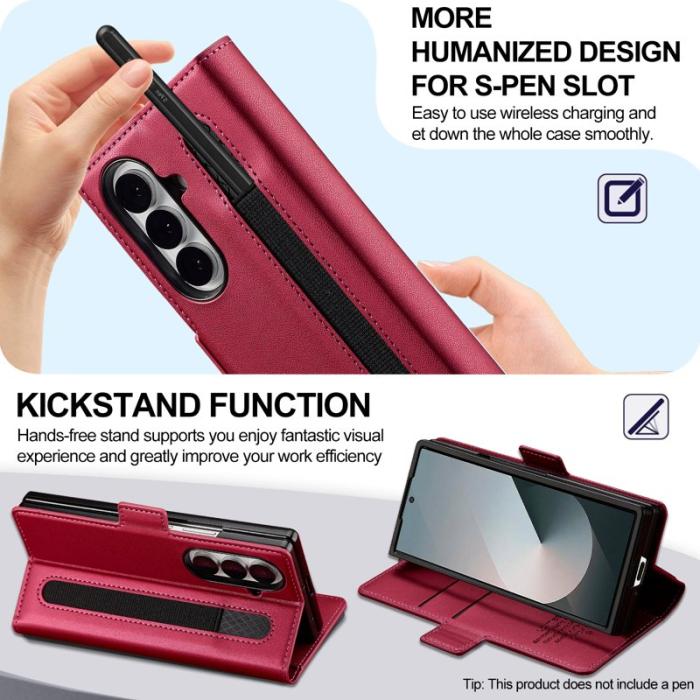 LC.imeeke - LC.IMEEKE L1 Series Samsung Galaxy Z Fold7 Fodral PU Läder - Röd