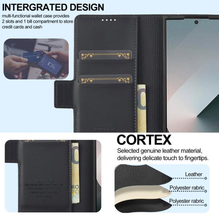 LC.imeeke - LC.IMEEKE L1 Series Samsung Galaxy Z Fold7 Fodral PU Läder - Svart