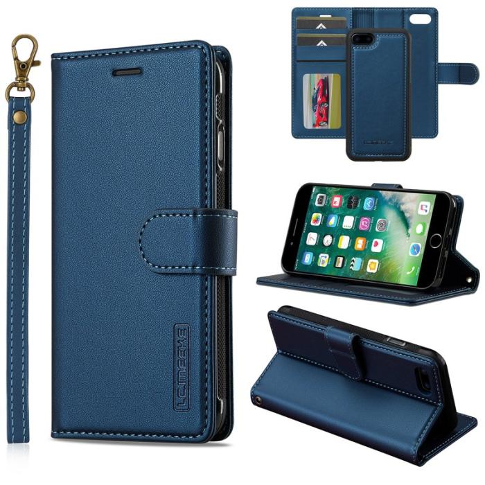LC.imeeke - LC.IMEEKE L2 Fodral för iPhone SE 2022/2020/8/7 - PU Läder - Blå