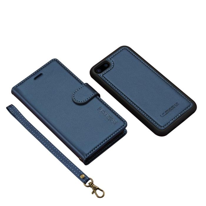 LC.imeeke - LC.IMEEKE L2 Fodral för iPhone SE 2022/2020/8/7 - PU Läder - Blå