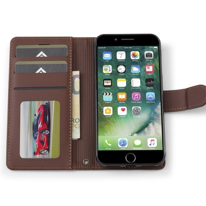 LC.imeeke - LC.IMEEKE L2 Fodral för iPhone SE (2022) / 8 / 7 - PU Läder - Brun