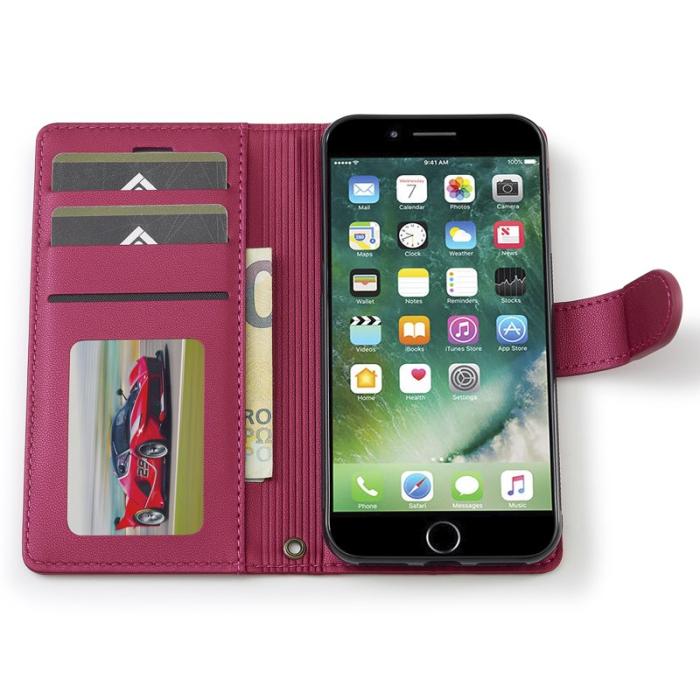 LC.imeeke - LC.IMEEKE L2 Fodral för iPhone SE (2022) - PU Läder - Röd