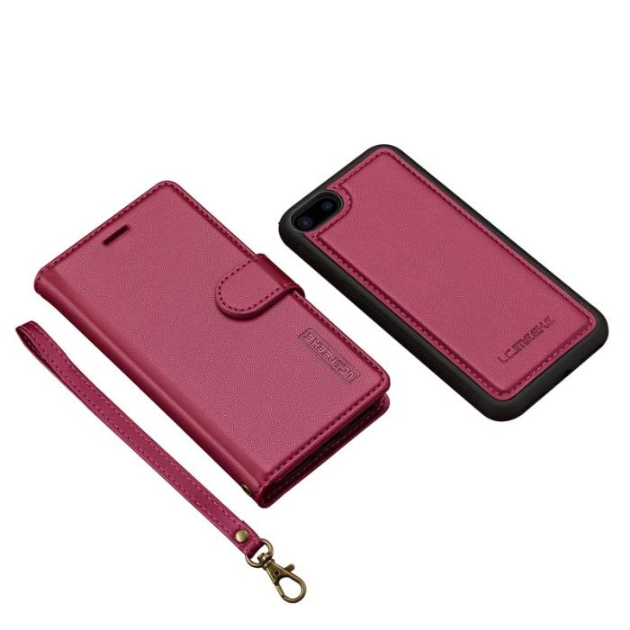 LC.imeeke - LC.IMEEKE L2 Fodral för iPhone SE (2022) - PU Läder - Röd