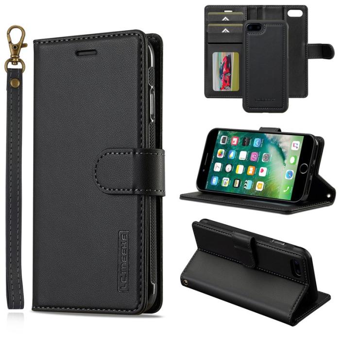 LC.imeeke - LC.IMEEKE L2 Fodral för iPhone SE (2022) - PU Läder - Svart