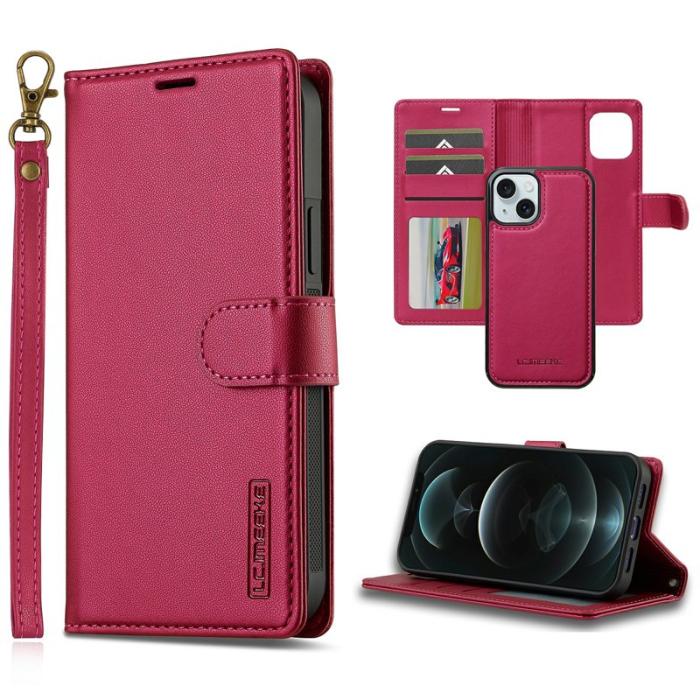 LC.imeeke - LC.IMEEKE L2 Series iPhone 14/13 Fodral PU Läder - Röd