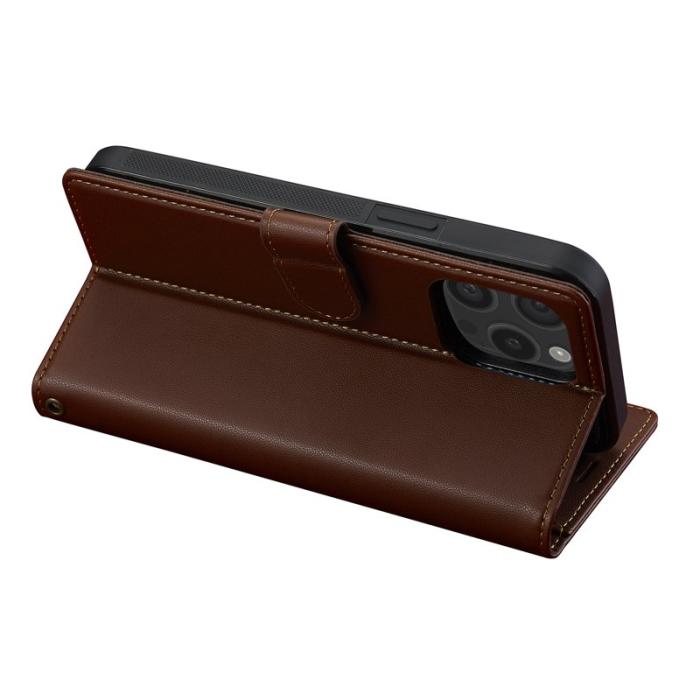 LC.imeeke - LC.IMEEKE L2 Series iPhone 14 Pro Max Fodral PU Läder - Brun