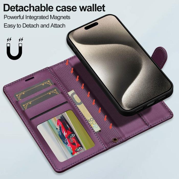 LC.imeeke - LC.IMEEKE L2 Series iPhone 15 Plus Fodral PU Läder - Lila