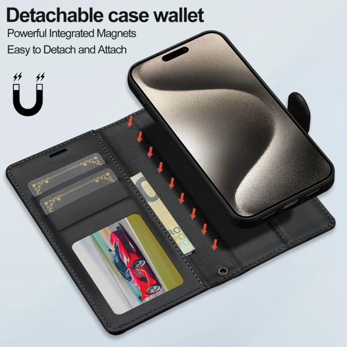 LC.imeeke - LC.IMEEKE L2 Series iPhone 15 Plus Fodral PU Läder - Svart