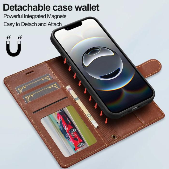 LC.imeeke - LC.IMEEKE L2 Series iPhone 16e Fodral PU Läder - Brun