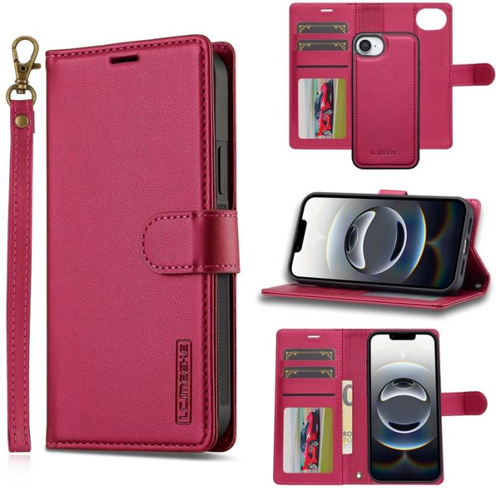 LC.imeeke - LC.IMEEKE L2 Series iPhone 16e Fodral PU Läder - Röd