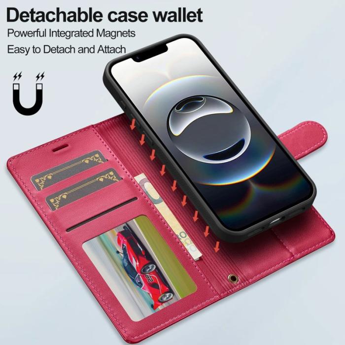 LC.imeeke - LC.IMEEKE L2 Series iPhone 16e Fodral PU Läder - Röd